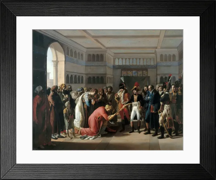 Framed Print : Bonaparte presents the sabre to military commander of Alexandria, July 1798. Artist: Mulard, Francois Henri (1769-1850) Framed Print : Bonaparte presents the sabre to military commander of Alexandria, July 1798. Artist: Mulard, Francois Henri (1769-1850)