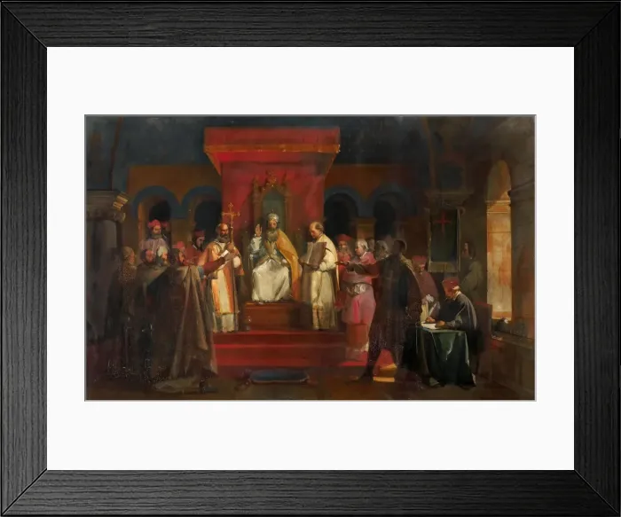 Framed Print : Pope Honorius II granting official recognition to the Knights Templar in 1128. Artist: Granet, Francois Marius (1775-1849) Framed Print : Pope Honorius II granting official recognition to the Knights Templar in 1128. Artist: Granet, Francois Marius (1775-1849)