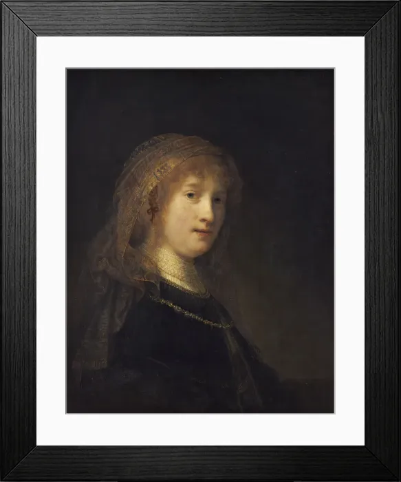 Framed Print : Portrait of Saskia van Uylenburgh. Artist: Rembrandt van Rhijn (1606-1669) Framed Print : Portrait of Saskia van Uylenburgh. Artist: Rembrandt van Rhijn (1606-1669)