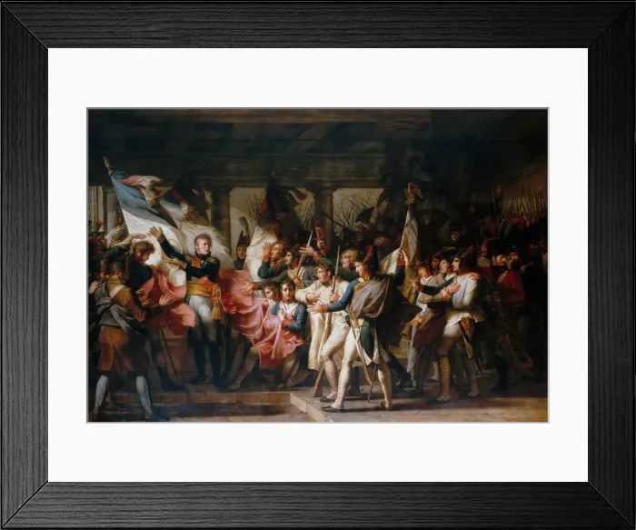 Framed Print : Marshal Ney and the soldiers of the 76th regiment of the line retrieve their colors from the arsenal Artist: Meynier, Charles (1768-1832) Framed Print : Marshal Ney and the soldiers of the 76th regiment of the line retrieve their colors from the arsenal Artist: Meynier, Charles (1768-1832)