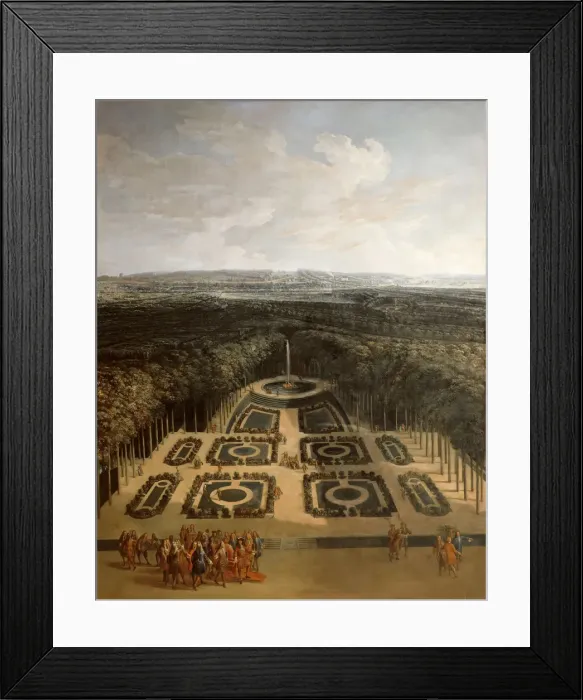 Framed Print : Promenade of Louis XIV in the Gardens of the Grand Trianon. Artist: Chastelain, Charles (1672-1755) Framed Print : Promenade of Louis XIV in the Gardens of the Grand Trianon. Artist: Chastelain, Charles (1672-1755)