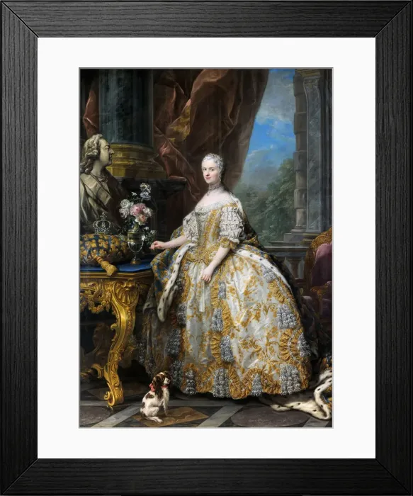 Framed Print : Portrait of Marie Leszczynska, Queen of France (1703-1768). Artist: Van Loo, Carle (1705-1765) Framed Print : Portrait of Marie Leszczynska, Queen of France (1703-1768). Artist: Van Loo, Carle (1705-1765)