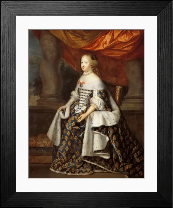 Framed Print : Portrait of Maria Theresa of Spain (1638-1683) as Queen of France. Artist: Beaubrun, Henri (1603-1677) Framed Print : Portrait of Maria Theresa of Spain (1638-1683) as Queen of France. Artist: Beaubrun, Henri (1603-1677)