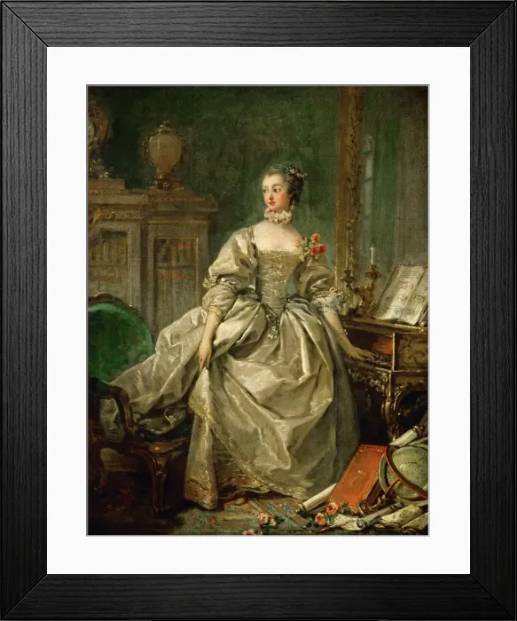 Framed Print : Portrait of the Marquise de Pompadour (1721-1764). Artist: Boucher, Francois (1703-1770) Framed Print : Portrait of the Marquise de Pompadour (1721-1764). Artist: Boucher, Francois (1703-1770)