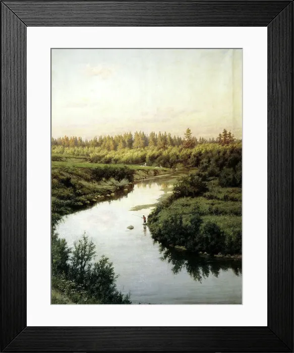 Framed Print : River landscape. Artist: Briullov, Pavel Alexandrovich (1840-1914) Framed Print : River landscape. Artist: Briullov, Pavel Alexandrovich (1840-1914)