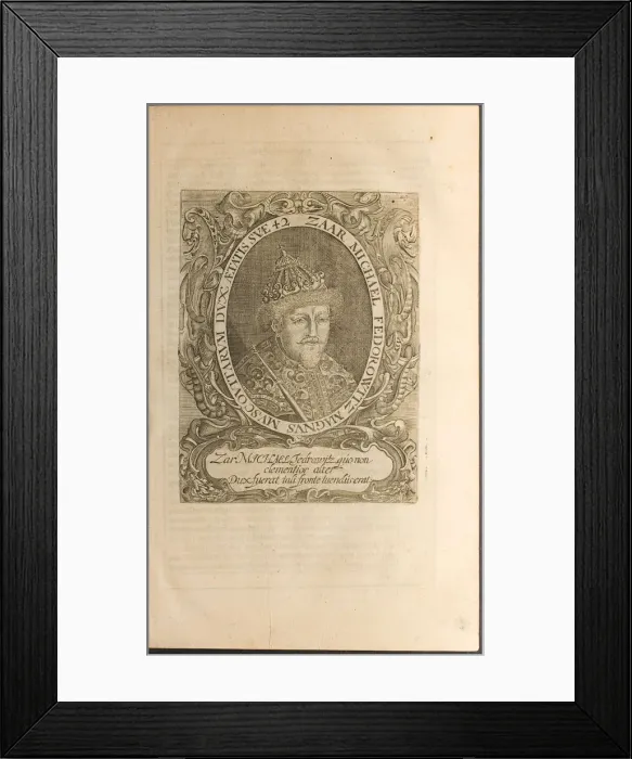 Framed Print : Portrait of the Tsar Michail I Fyodorovich (Illustration from Travels to the Great Duke of Muscovy Artist: Rothgiesser, Christian Lorenzen (?-1659) Framed Print : Portrait of the Tsar Michail I Fyodorovich (Illustration from Travels to the Great Duke of Muscovy Artist: Rothgiesser, Christian Lorenzen (?-1659)