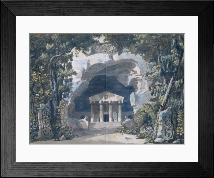 Framed Print : Stage design for the Opera Frigga by Olof Ahlstrom. Artist: Desprez, Louis-Jean (1743-1804) Framed Print : Stage design for the Opera Frigga by Olof Ahlstrom. Artist: Desprez, Louis-Jean (1743-1804)