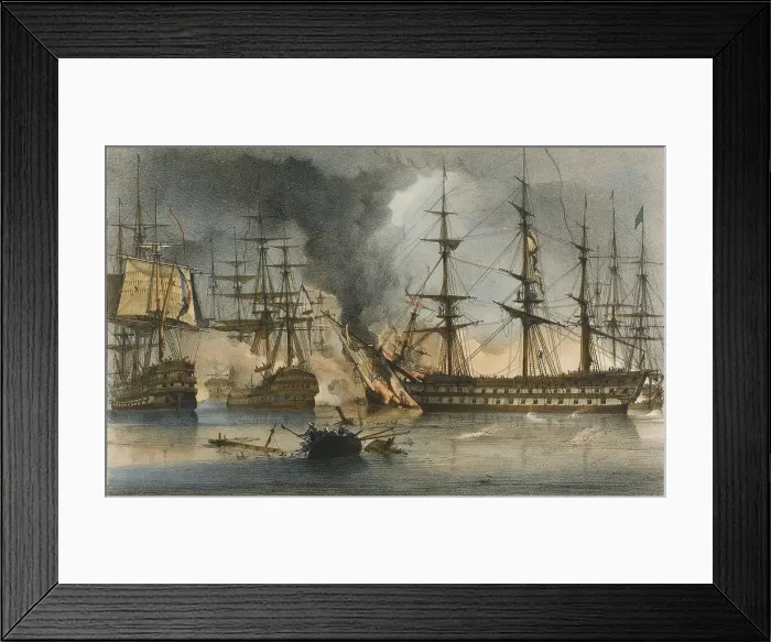 Framed Print : The Naval Battle of Navarino on 20 October 1827. Artist: Reinagle, George Philip (1802-1835) Framed Print : The Naval Battle of Navarino on 20 October 1827. Artist: Reinagle, George Philip (1802-1835)