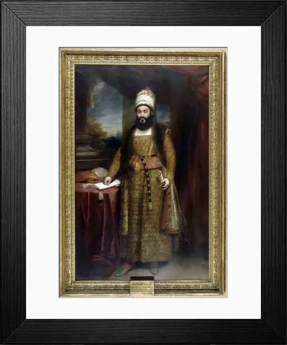 Framed Print : Portrait of Mirza Abul Hasan Khan Ilchi (1776-1846). Artist: Beechey, Sir William (1753-1839) Framed Print : Portrait of Mirza Abul Hasan Khan Ilchi (1776-1846). Artist: Beechey, Sir William (1753-1839)