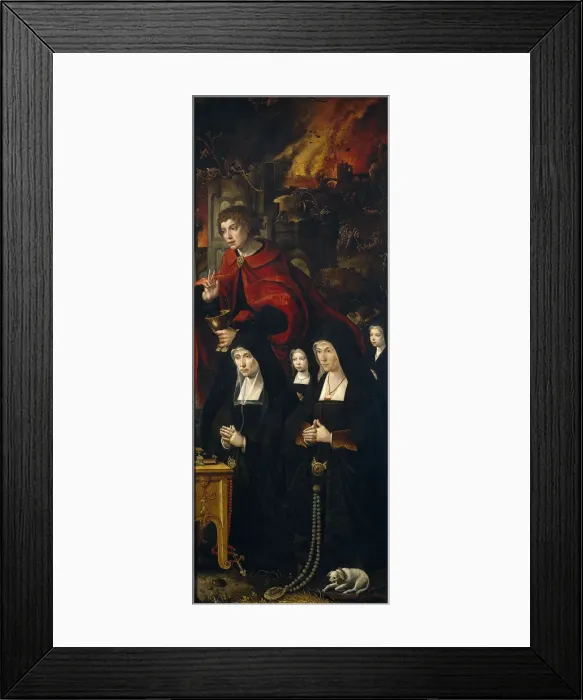 Framed Print : Saint John the Evangelist with two women and two praying girls (Right panel of The Last Judgment tri Artist: Coecke van Aelst, Pieter, the Elder (1502-1550) Framed Print : Saint John the Evangelist with two women and two praying girls (Right panel of The Last Judgment tri Artist: Coecke van Aelst, Pieter, the Elder (1502-1550)