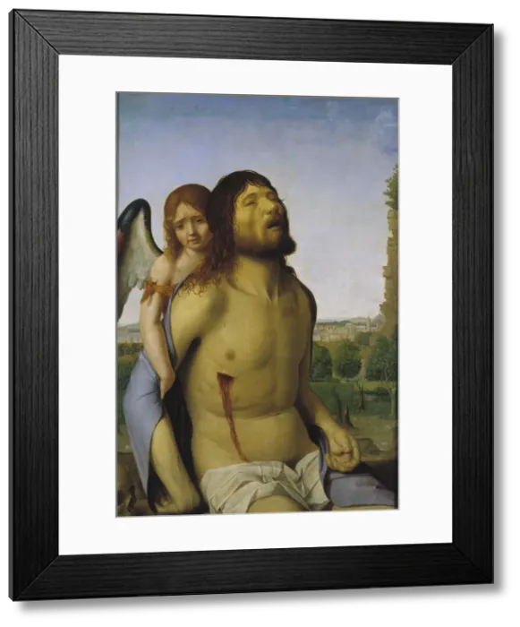 Framed Print : The Dead Christ Supported by an Angel. Artist: Antonello da Messina (ca 1430-1479) Framed Print : The Dead Christ Supported by an Angel. Artist: Antonello da Messina (ca 1430-1479)