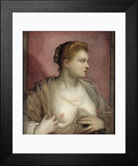 Framed Print : Lady Baring her Breast. Artist: Tintoretto, Domenico (1560-1635) Framed Print : Lady Baring her Breast. Artist: Tintoretto, Domenico (1560-1635)