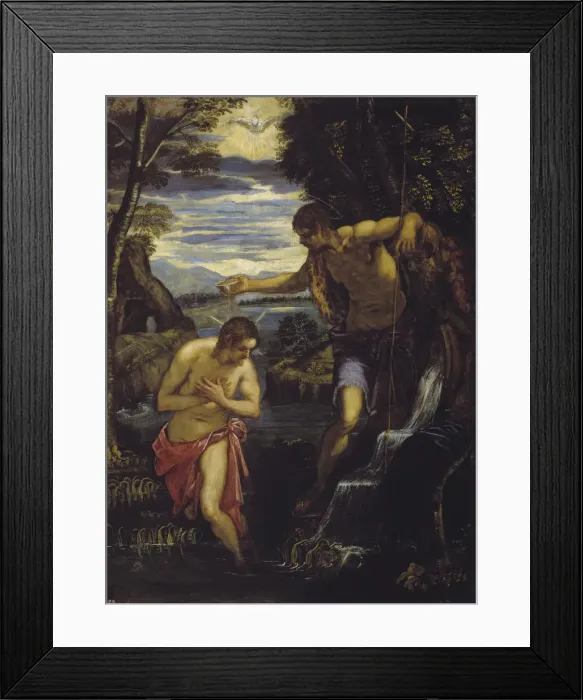 Framed Print : The Baptism of Christ. Artist: Tintoretto, Domenico (1560-1635) Framed Print : The Baptism of Christ. Artist: Tintoretto, Domenico (1560-1635)