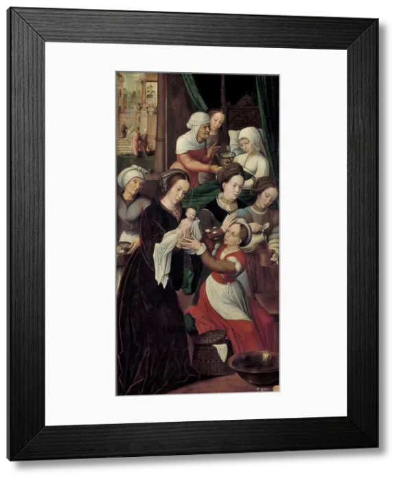 Framed Print : The Nativity of the Virgin Mary. Artist: Benson, Ambrosius (1495-1550) Framed Print : The Nativity of the Virgin Mary. Artist: Benson, Ambrosius (1495-1550)