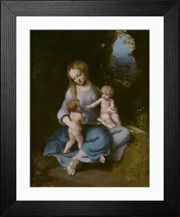Framed Print : Virgin and child with John the Baptist as a Boy. Artist: Correggio (1489-1534) Framed Print : Virgin and child with John the Baptist as a Boy. Artist: Correggio (1489-1534)