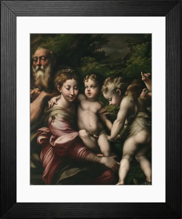 Framed Print : The Holy Family with Angels. Artist: Parmigianino (1503-1540) Framed Print : The Holy Family with Angels. Artist: Parmigianino (1503-1540)