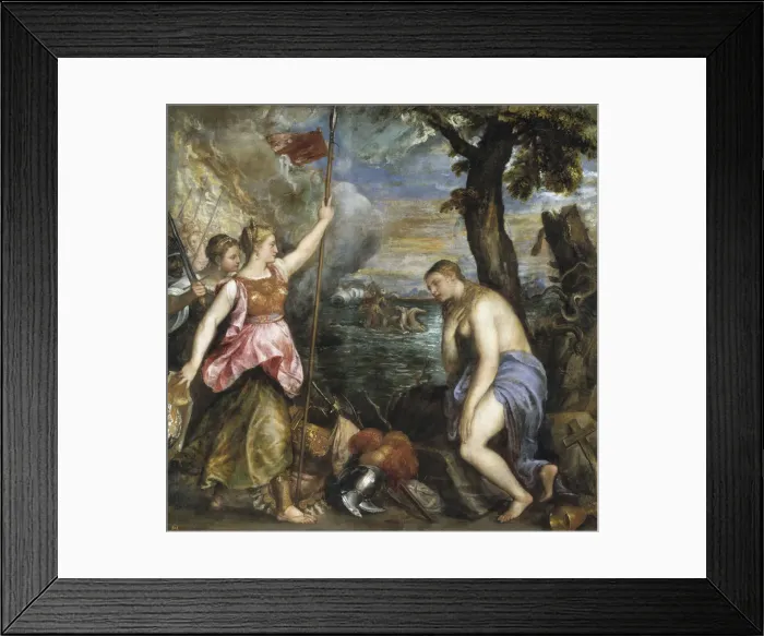 Framed Print : Religion saved by Spain. Artist: Titian (1488-1576) Framed Print : Religion saved by Spain. Artist: Titian (1488-1576)