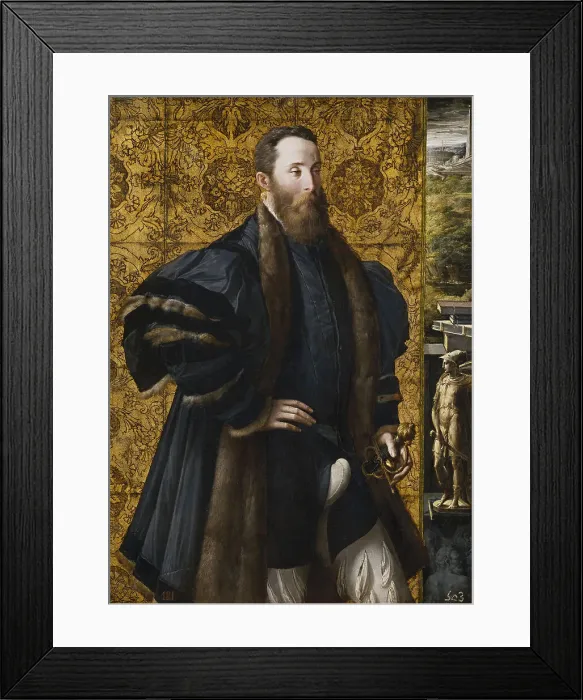 Framed Print : Portrait of Pier Maria Rossi di San Secondo. Artist: Parmigianino (1503-1540)