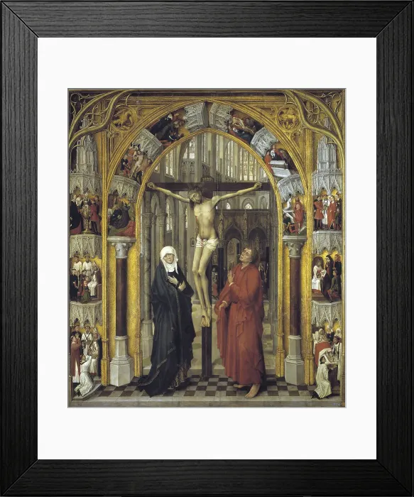 Framed Print : Redemption Tryptich: The Crucifixion. Artist: Stockt, Vrancke van der (1420-1495) Framed Print : Redemption Tryptich: The Crucifixion. Artist: Stockt, Vrancke van der (1420-1495)
