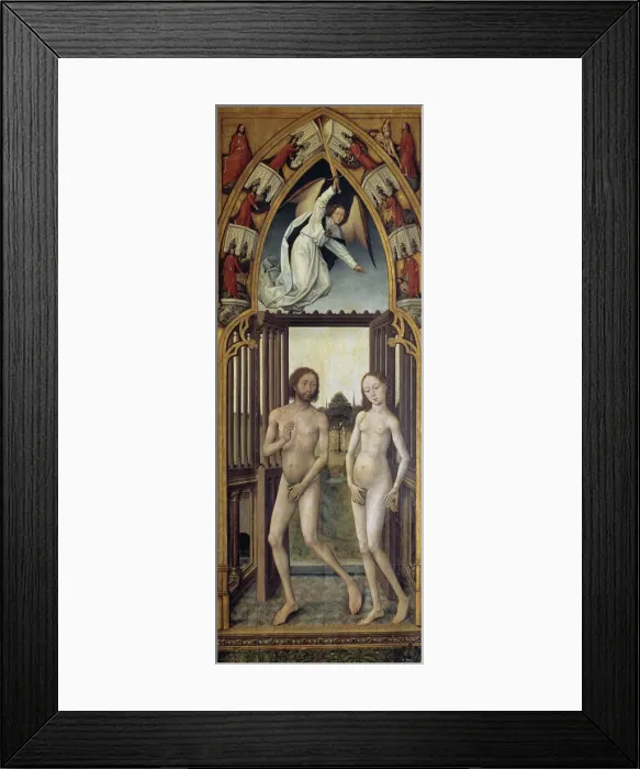 Framed Print : Redemption Tryptich: Expulsion from the Paradise. Artist: Stockt, Vrancke van der (1420-1495) Framed Print : Redemption Tryptich: Expulsion from the Paradise. Artist: Stockt, Vrancke van der (1420-1495)