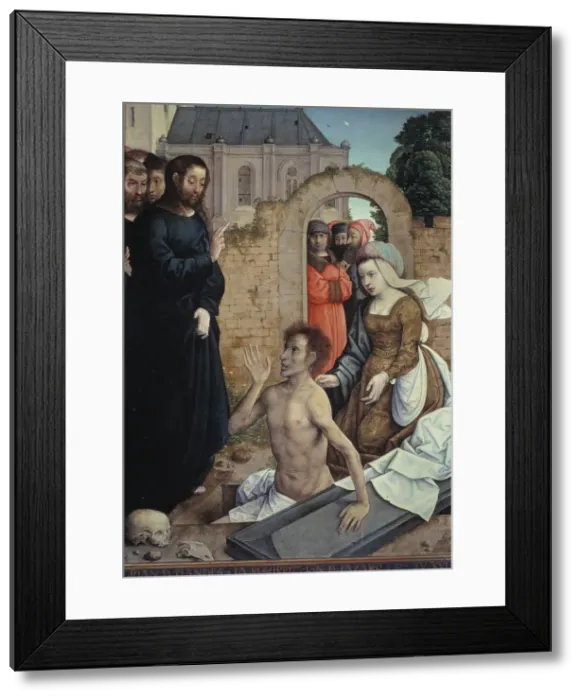 Framed Print : The Resurrection of Lazarus. Artist: Juan de Flandes (ca. 1465-1519) Framed Print : The Resurrection of Lazarus. Artist: Juan de Flandes (ca. 1465-1519)