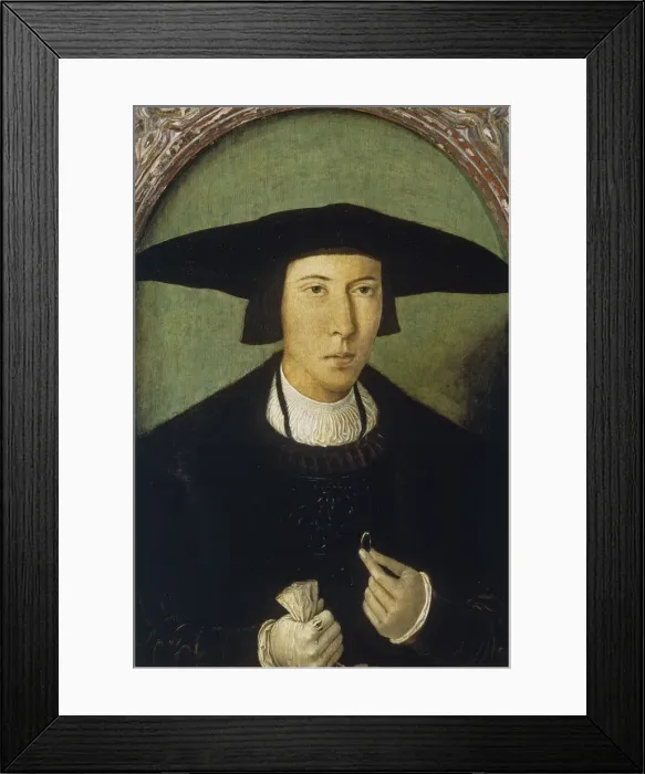 Framed Print : Portrait of a Young Man. Artist: Mostaert, Jan (1472 / 73-1555 / 56) Framed Print : Portrait of a Young Man. Artist: Mostaert, Jan (1472 / 73-1555 / 56)