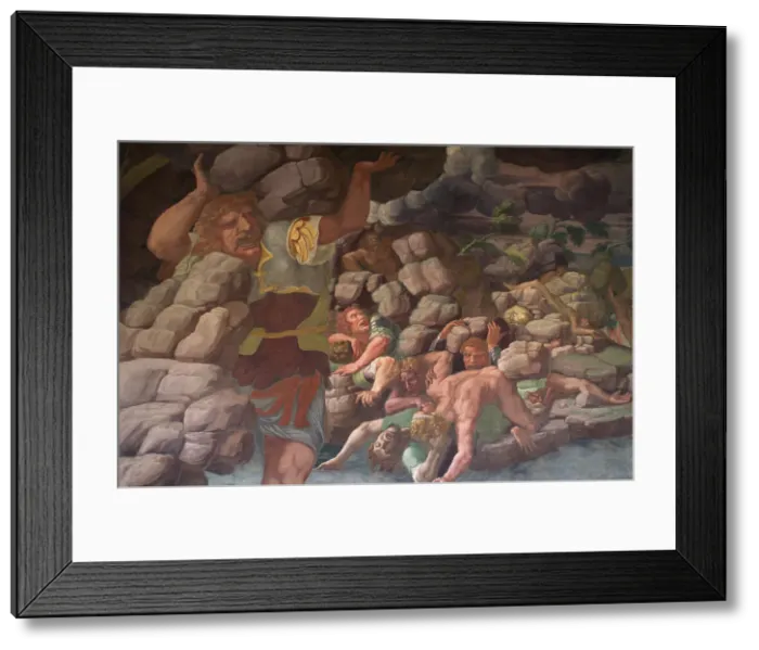 Framed Print : The Fall of the Giants (Sala dei Giganti). Artist: Romano, Giulio (1499-1546) Framed Print : The Fall of the Giants (Sala dei Giganti). Artist: Romano, Giulio (1499-1546)