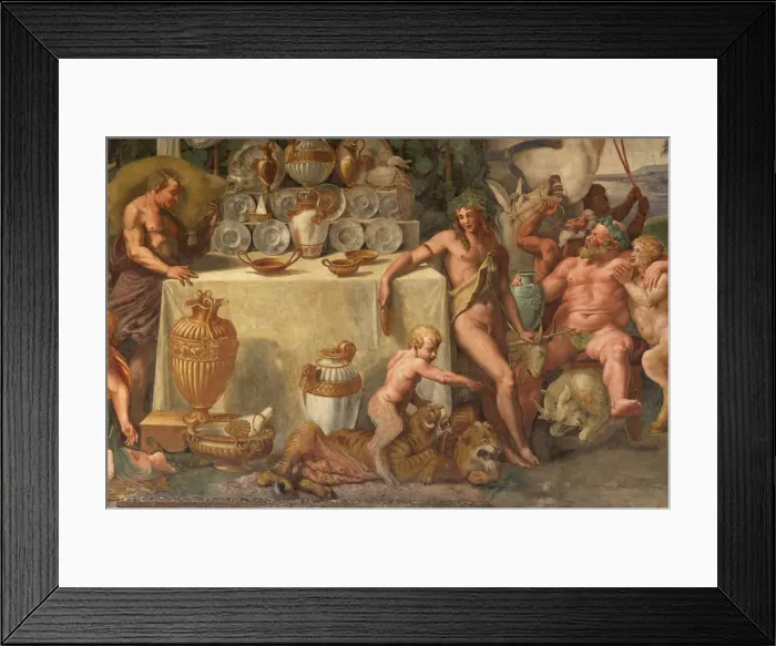 Framed Print : Wedding Feast of Cupid and Psyche, detail. Artist: Romano, Giulio (1499-1546) Framed Print : Wedding Feast of Cupid and Psyche, detail. Artist: Romano, Giulio (1499-1546)