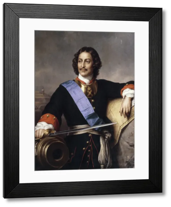 Framed Print : Portrait of Emperor Peter I the Great (1672-1725). Artist: Delaroche, Paul Hippolyte (1797-1856) Framed Print : Portrait of Emperor Peter I the Great (1672-1725). Artist: Delaroche, Paul Hippolyte (1797-1856)