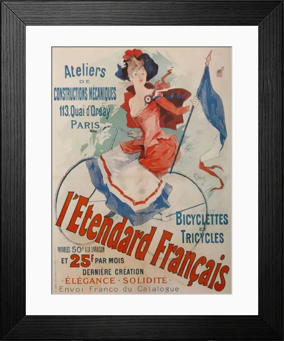 Framed Print : L Etendard Francais Bicycles (Poster). Artist: Cheret, Jules (1836-1932) Framed Print : L Etendard Francais Bicycles (Poster). Artist: Cheret, Jules (1836-1932)