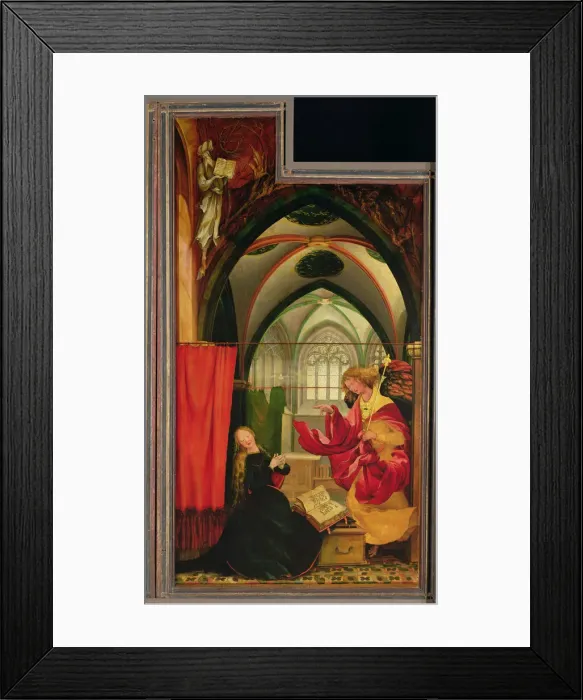 Framed Print : The Isenheim Altarpiece. Left wing: Annunciation. Artist: Grunewald, Matthias (ca 1470-1528) Framed Print : The Isenheim Altarpiece. Left wing: Annunciation. Artist: Grunewald, Matthias (ca 1470-1528)