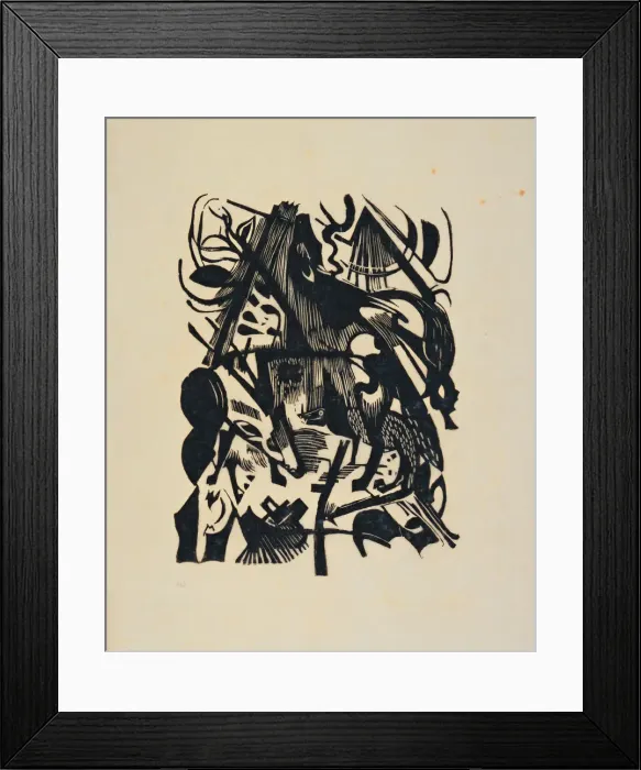 Framed Print : Birth of the Wolf. Artist: Marc, Franz (1880-1916) Framed Print : Birth of the Wolf. Artist: Marc, Franz (1880-1916)