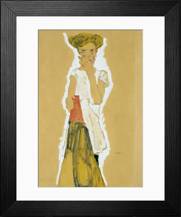 Framed Print : Standing Girl in White Petticoat. Artist: Schiele, Egon (1890?1918) Framed Print : Standing Girl in White Petticoat. Artist: Schiele, Egon (1890?1918)