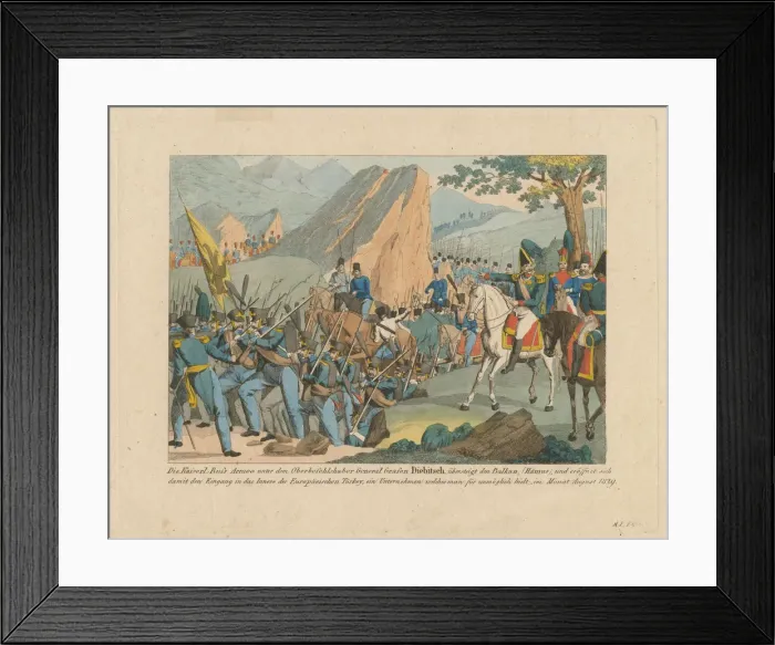 Framed Print : The Army of Graf Ivan Ivanovich Diebitsch crossing the Balkans. Artist: Eisen, Anton Paul (1777-1843) Framed Print : The Army of Graf Ivan Ivanovich Diebitsch crossing the Balkans. Artist: Eisen, Anton Paul (1777-1843)