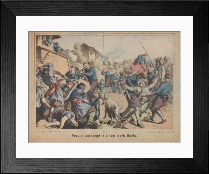 Framed Print : Turkish Requisition Fight in a Serbian Country Village. Artist: Anonymous Framed Print : Turkish Requisition Fight in a Serbian Country Village. Artist: Anonymous