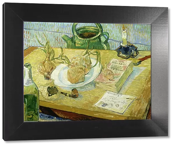 Still Life with a drawing board, pipe, onions and sealing wax. Artist: Gogh, Vincent, van (1853-1890)