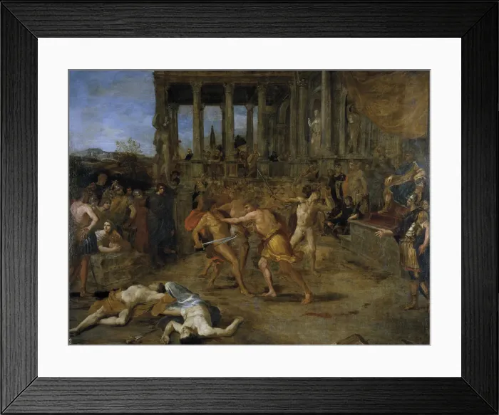 Framed Print : Gladiator Fights. Artist: Lanfranco, Giovanni (1582-1647) Framed Print : Gladiator Fights. Artist: Lanfranco, Giovanni (1582-1647)