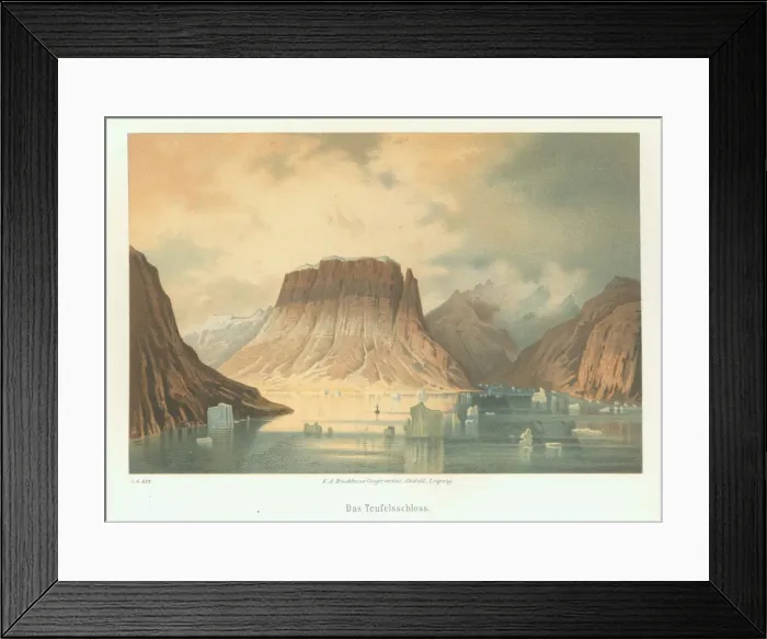 Framed Print : The Teufelsschloss in Kejser Franz Joseph Fjord. The second German northpolar expedition to the Arct Artist: Anonymous Framed Print : The Teufelsschloss in Kejser Franz Joseph Fjord. The second German northpolar expedition to the Arct Artist: Anonymous
