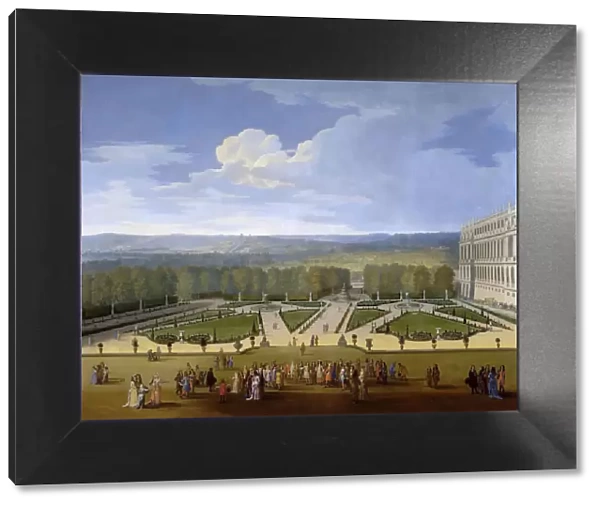 Louis XIV and his Court on a Promenade in the Gardens of Versailles. Artist: Allegrain, Etienne (1653-1736)