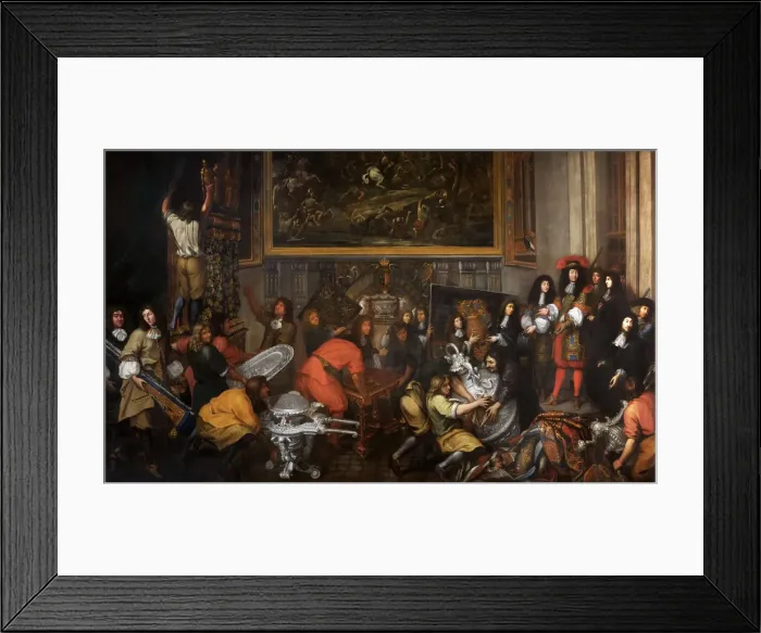 Framed Print : Louis XIV visits the Manufacture des Gobelins on October 15, 1667. Artist: Renard de Saint-Andre, Simon (1614-1677) Framed Print : Louis XIV visits the Manufacture des Gobelins on October 15, 1667. Artist: Renard de Saint-Andre, Simon (1614-1677)