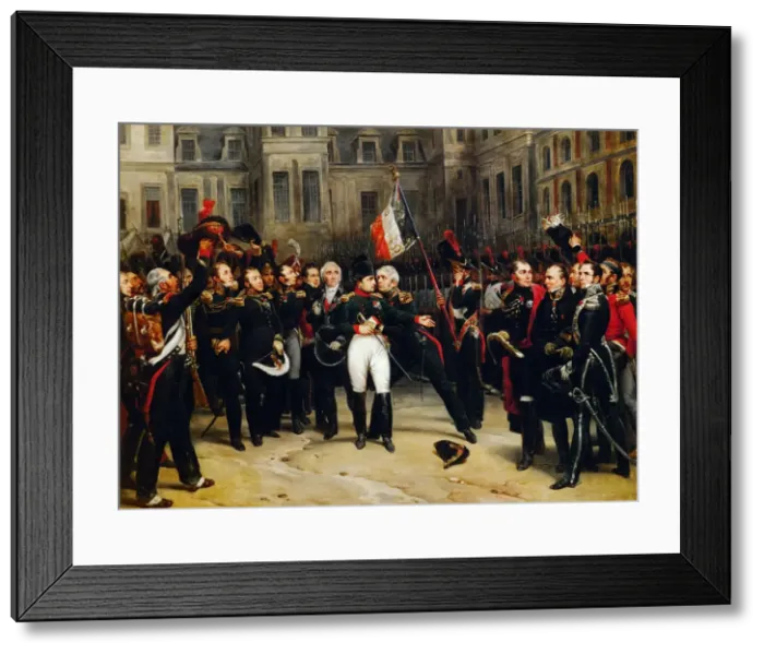 Framed Print : Napoleons farewell to the Imperial Guard in the courtyard of the Palace of Fontainebleau on 20 Apri Artist: Montfort, Antoine Alphonse (1802-1884) Framed Print : Napoleons farewell to the Imperial Guard in the courtyard of the Palace of Fontainebleau on 20 Apri Artist: Montfort, Antoine Alphonse (1802-1884)