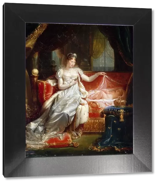 Empress Marie-Louise With the Sleeping King of Rome. Artist: Franque, Joseph-Boniface (1774-1833)