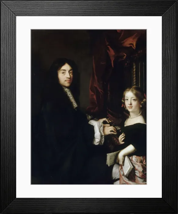 Framed Print : Portrait of the Organist Charles Couperin (1638-1678) with the Daughter. Artist: Lefebvre, Claude (1632-1675) Framed Print : Portrait of the Organist Charles Couperin (1638-1678) with the Daughter. Artist: Lefebvre, Claude (1632-1675)