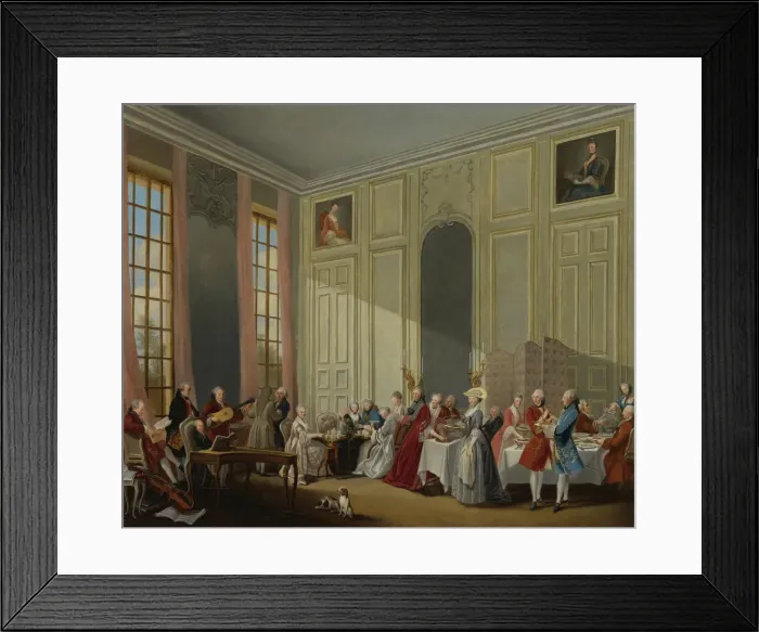 Framed Print : Mozart Giving A Concert In The Salon des Quatre-Glaces at the Palais du Temple In The Court Of The P Artist: Ollivier, Michel Barthelemy (1712-1784)