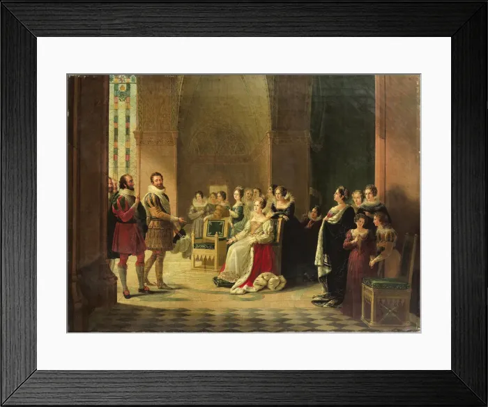Framed Print : Henry IV and Catherine de Medici. Artist: Ancelot, Marguerite-Louise Virginie (1792-1875) Framed Print : Henry IV and Catherine de Medici. Artist: Ancelot, Marguerite-Louise Virginie (1792-1875)