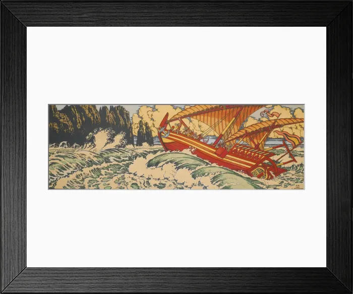 Framed Print : Sinbad the Sailor. Illustration for Arabian Fairy Tales. Artist: Bilibin, Ivan Yakovlevich (1876-1942) Framed Print : Sinbad the Sailor. Illustration for Arabian Fairy Tales. Artist: Bilibin, Ivan Yakovlevich (1876-1942)