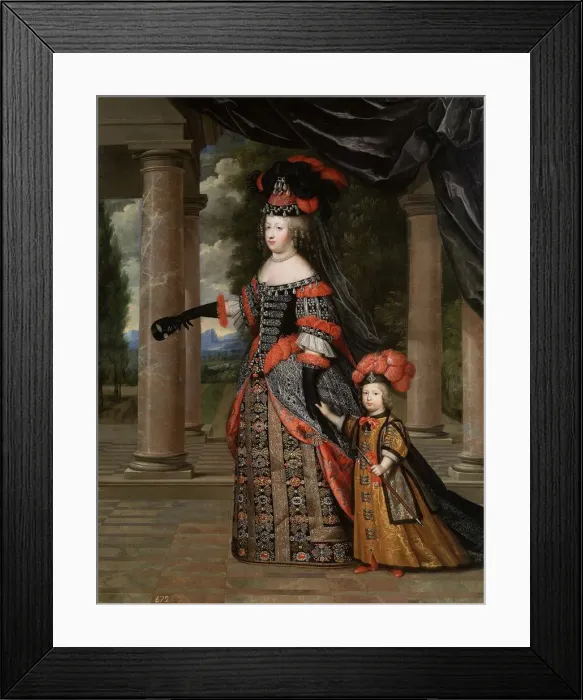 Framed Print : Maria Theresa of Spain with Her son, the Dauphin, Louis of France. Artist: Beaubrun, Henri (1603-1677) Framed Print : Maria Theresa of Spain with Her son, the Dauphin, Louis of France. Artist: Beaubrun, Henri (1603-1677)