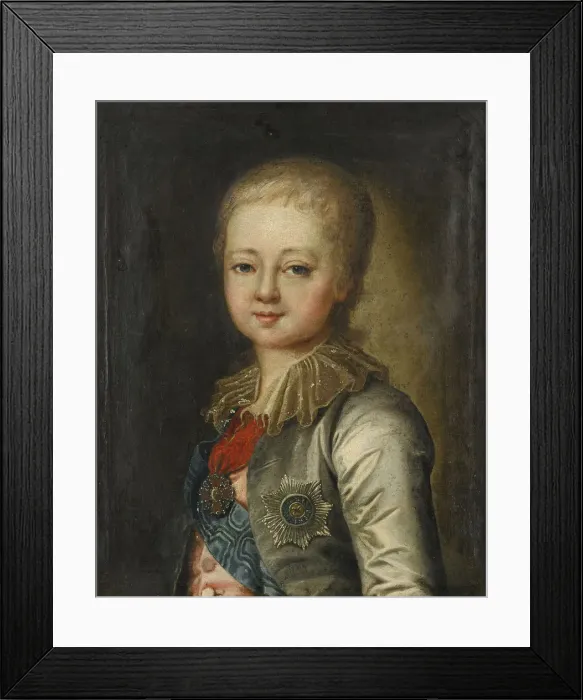 Framed Print : Portrait of Grand Duke Alexander Pavlovich (Alexander I) as Child. Artist: Lampi, Johann-Baptist von, the Elder (1751-1830)