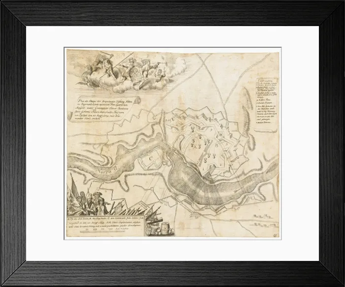 Framed Print : Map of the Battle at Narva. Artist: Anonymous master Framed Print : Map of the Battle at Narva. Artist: Anonymous master