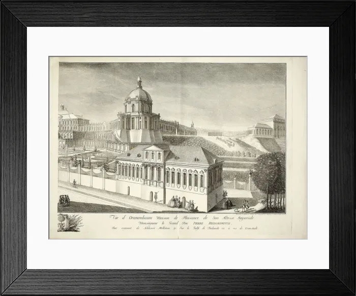 Framed Print : View of the Grand Oranienbaum Palace. Artist: Makhaev, Mikhail Ivanovich (1718-1770) Framed Print : View of the Grand Oranienbaum Palace. Artist: Makhaev, Mikhail Ivanovich (1718-1770)